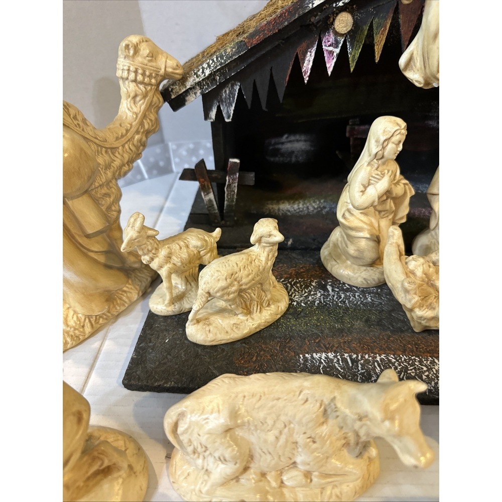 Vintage Atlantic Mold Ceramic Nativity Figures lot 18 pieces-missing Staffs - Picture 6 of 16